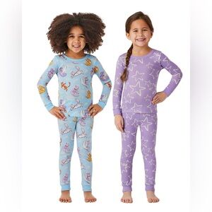 Girls Four Piece Organic Cotton Snug Fitting Pajama Set Cats In Space Size 3T
